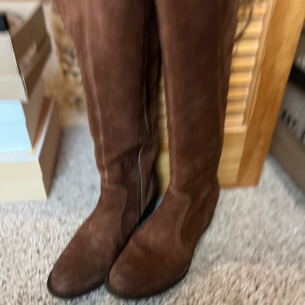Born Elegant Brown Faux Suede Over the Knee Boots